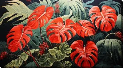 Картина маслом Монстера в джунглях №72