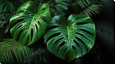 Картина маслом Монстера в джунглях №73