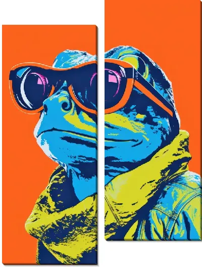 Модульная картина Лягушка в очках в стиле поп-арт №4