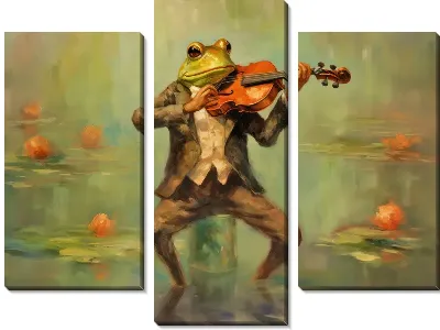 Модульная картина Лягушка играет на скрипке