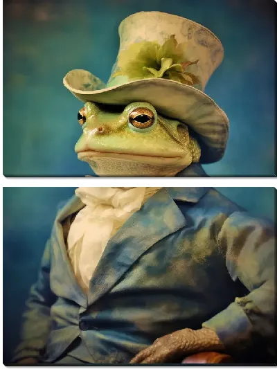 Модульная картина Лягушка в шляпе