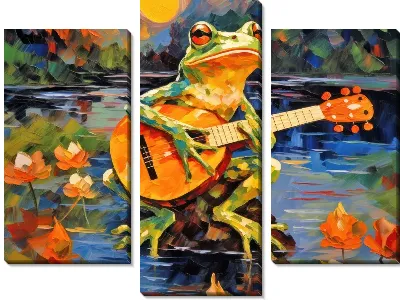 Модульная картина Лягушка играет на гитаре