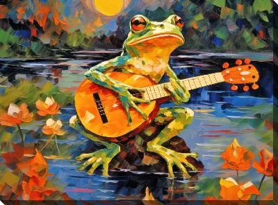 Картина маслом Лягушка играет на гитаре