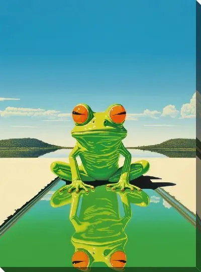 Картина маслом Лягушка у бассейна