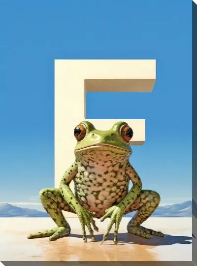 Картина маслом Лягушка на корточках