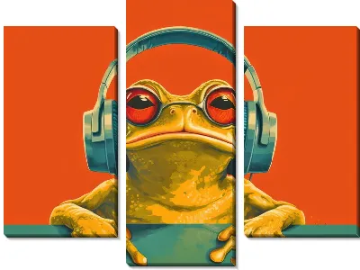 Модульная картина Лягушка слушает музыку