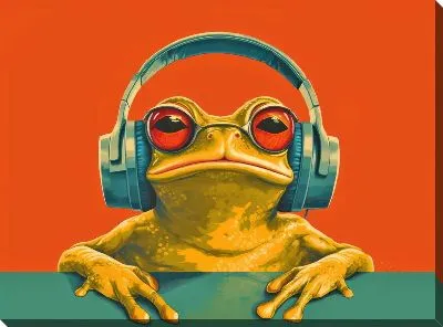 Картина маслом Лягушка слушает музыку