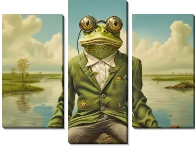 Модульная картина Лягушка в очках и костюме