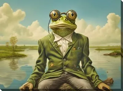 Картина маслом Лягушка в очках и костюме