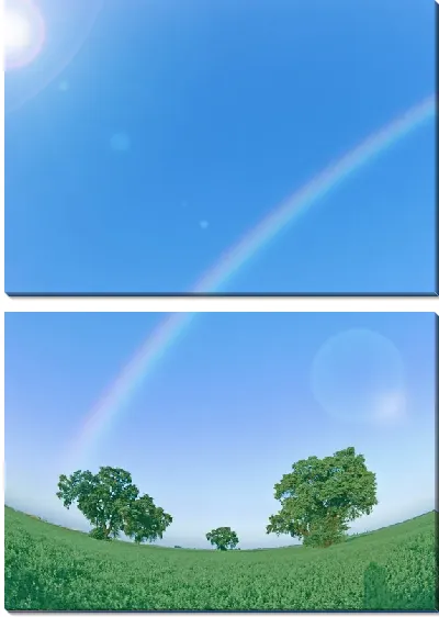 Модульная картина Радуга над полем