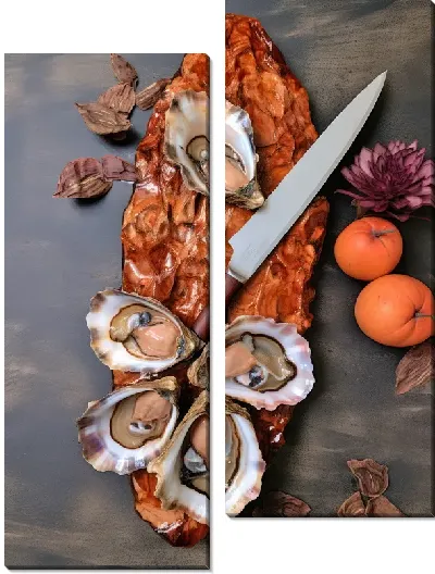 Модульная картина Устрицы и нож