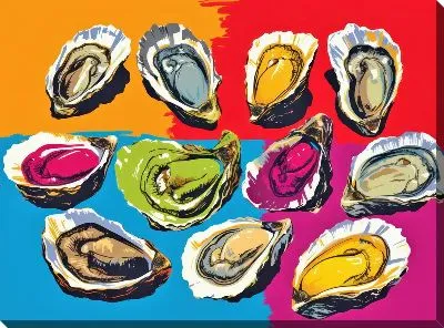 Картина маслом Устрицы в стиле поп-арт №2