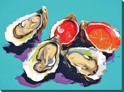 Картина маслом Устрицы в стиле поп-арт №3
