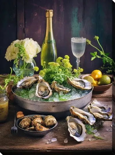Постер Устрицы и шампанское