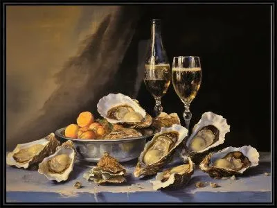 Картина Устрицы и бокалы шампанского