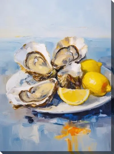 Картина маслом Устрицы с лимоном