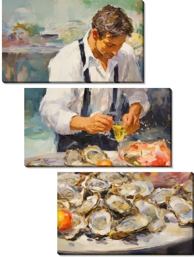 Модульная картина Праздничный стол с устрицами