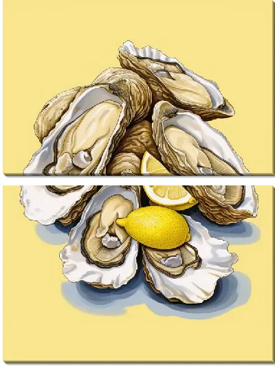 Модульная картина Устрицы с лимоном №55