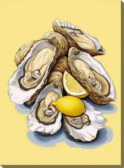 Картина маслом Устрицы с лимоном №55
