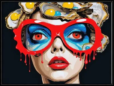 Картина Арт девушка в очках и с устрицами