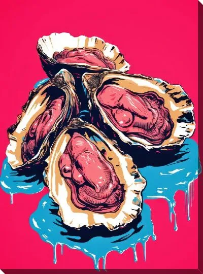 Картина маслом Устрицы в стиле арт №3