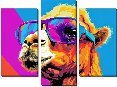 Модульная картина Верблюд в стиле поп-арт №2