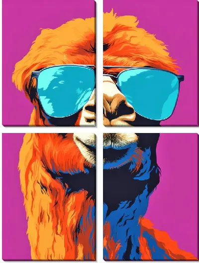 Модульная картина Верблюд в стиле поп-арт №5