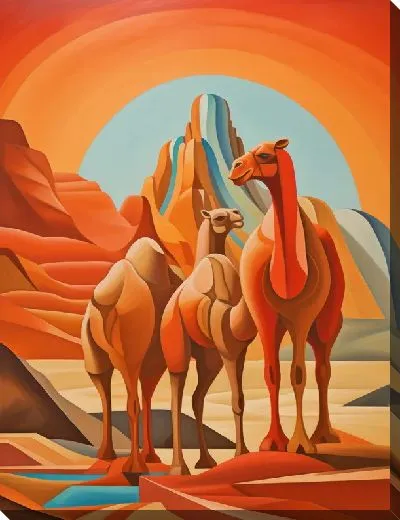 Картина маслом Верблюды №9