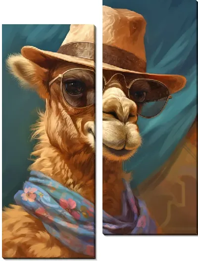 Модульная картина Верблюд в очках и шляпе