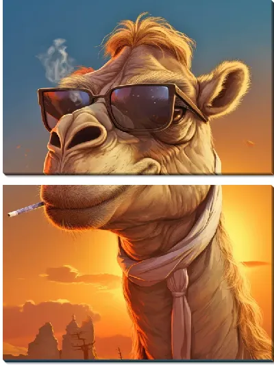 Модульная картина Верблюд в солнечных очках