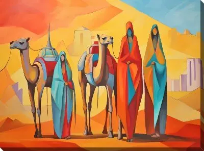 Картина маслом Верблюды №43