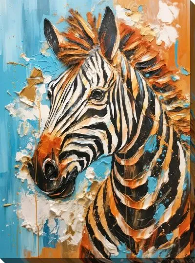 Картина маслом Зебра в стиле мастихин №1