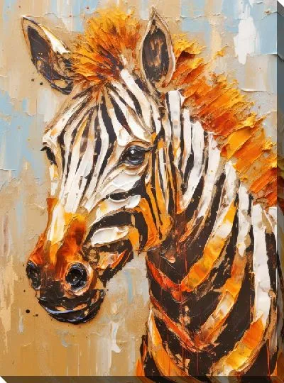 Картина маслом Зебра в стиле мастихин №61