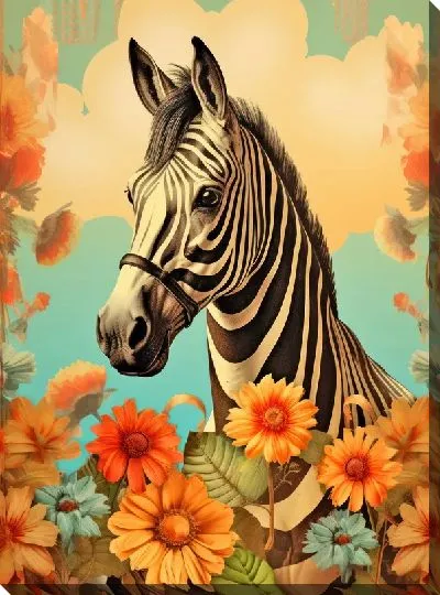 Картина маслом Винтаж зебра