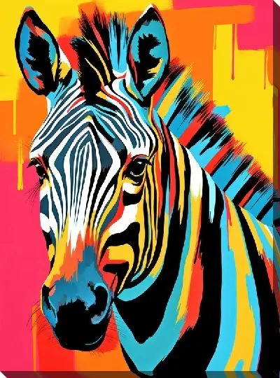 Картина маслом Зебра в стиле поп-арт №1