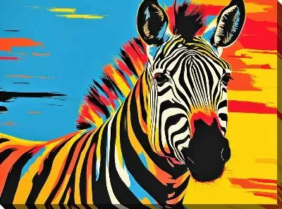Картина маслом Зебра в стиле поп-арт №2