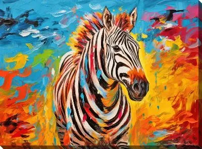 Картина маслом Зебра в стиле арт №2
