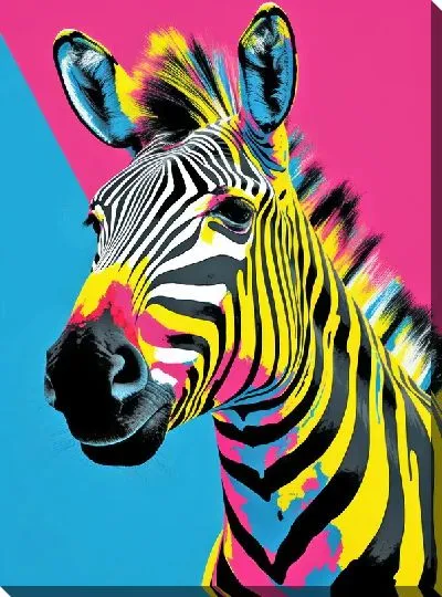 Картина маслом Зебра в стиле поп-арт №4