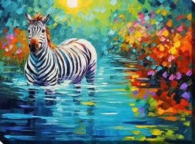 Картина маслом Зебра в стиле арт №3
