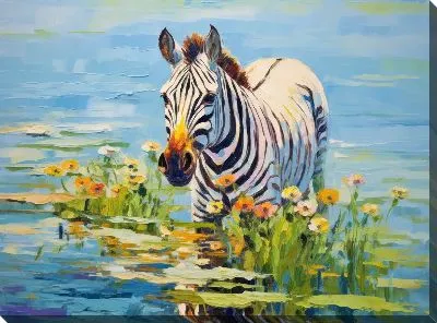 Картина маслом Зебра в стиле арт №4