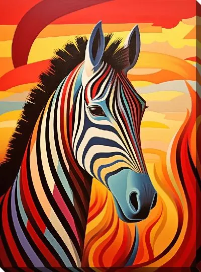 Картина маслом Зебра в стиле арт №32