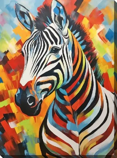 Картина маслом Зебра в стиле арт №40