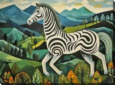 Картина маслом Зебра в стиле арт №42