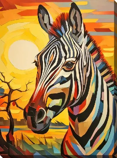 Картина маслом Зебра в стиле арт №44