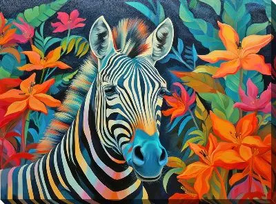 Картина маслом Зебра в стиле арт №48