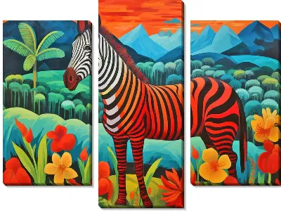 Модульная картина Зебра в стиле арт №49