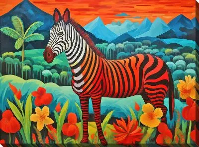 Картина маслом Зебра в стиле арт №49