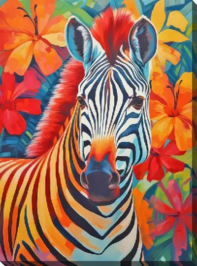 Картина маслом Зебра в стиле арт №50