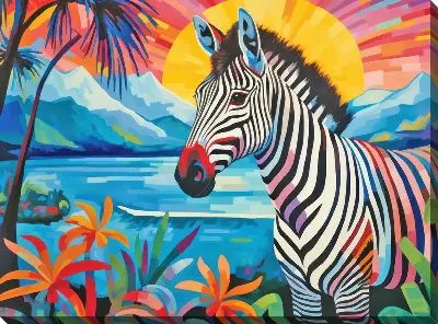Картина маслом Зебра в стиле арт №51