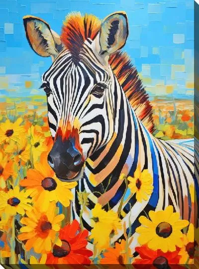 Картина маслом Зебра в стиле арт №59